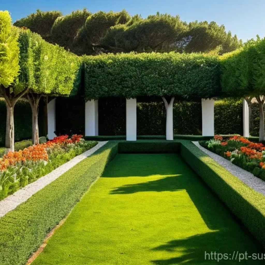 지속 가능한 조경 관리에 필요한 기술 - Here are three image prompts in English, detailing various aspects of a sustainable Portuguese garde...